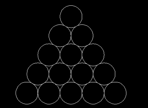 CAD正三角形中怎么畫15個相切的圓
